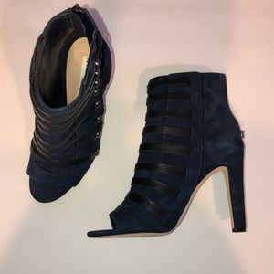 Navy heel booties